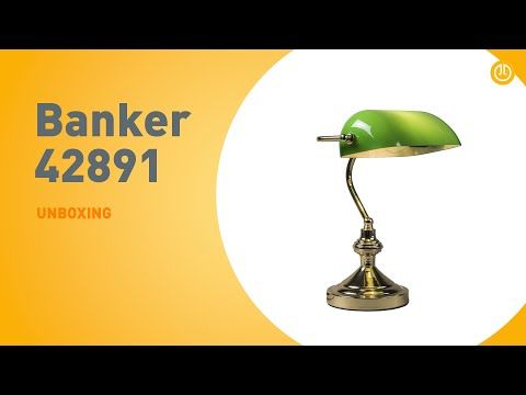 Klassieke tafellamp/notarislamp messing met groen glas - Banker