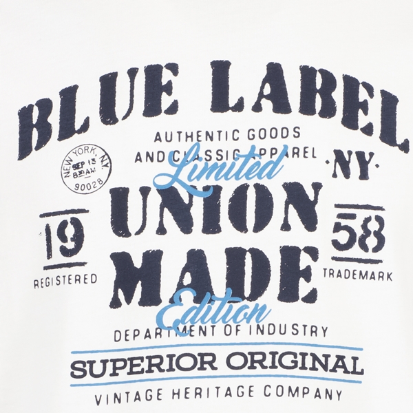 Unsigned heren T-shirt met blauwe tekstopdruk