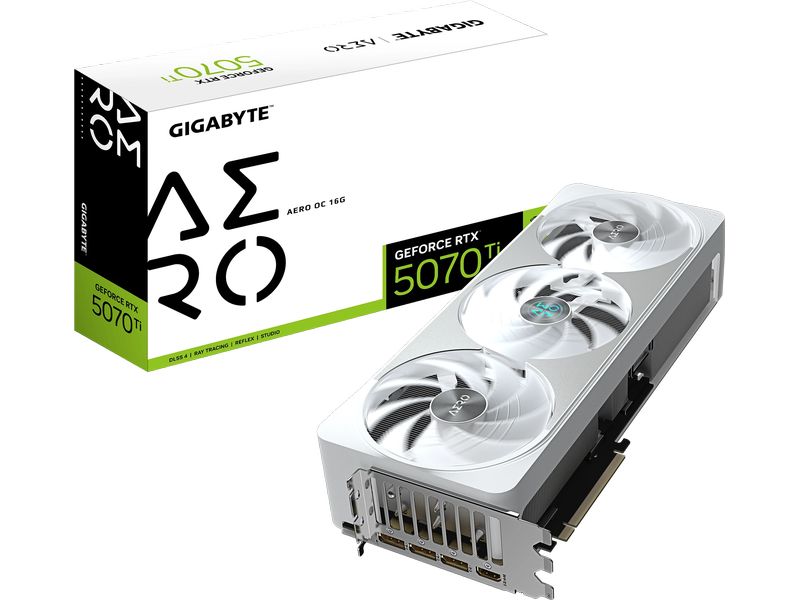 Gigabyte Grafikkarte GeForce RTX 5070 Ti AERO OC 16 GB Gaming Grafikkarte mit 16 GB GDDR7 Speicher