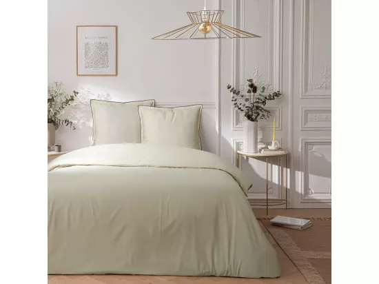 Parure de lit 2 personnes en satin de coton unie 260x240cm