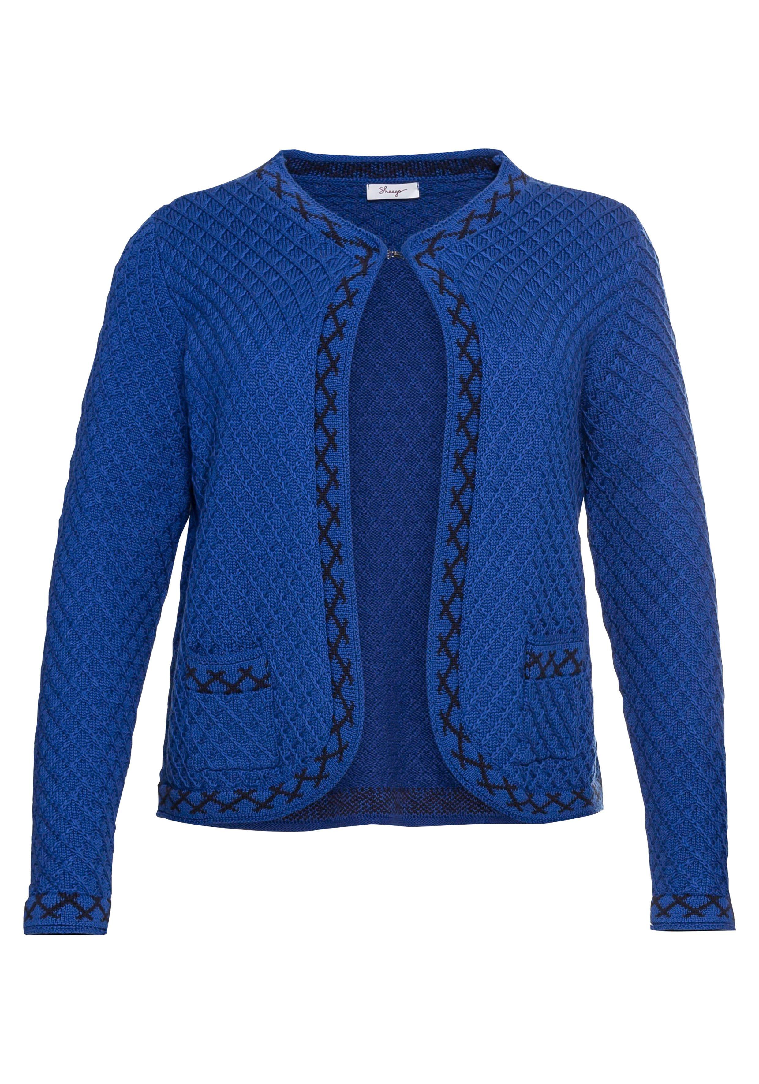 Kurze Trachten-Strickjacke mit Zierborte