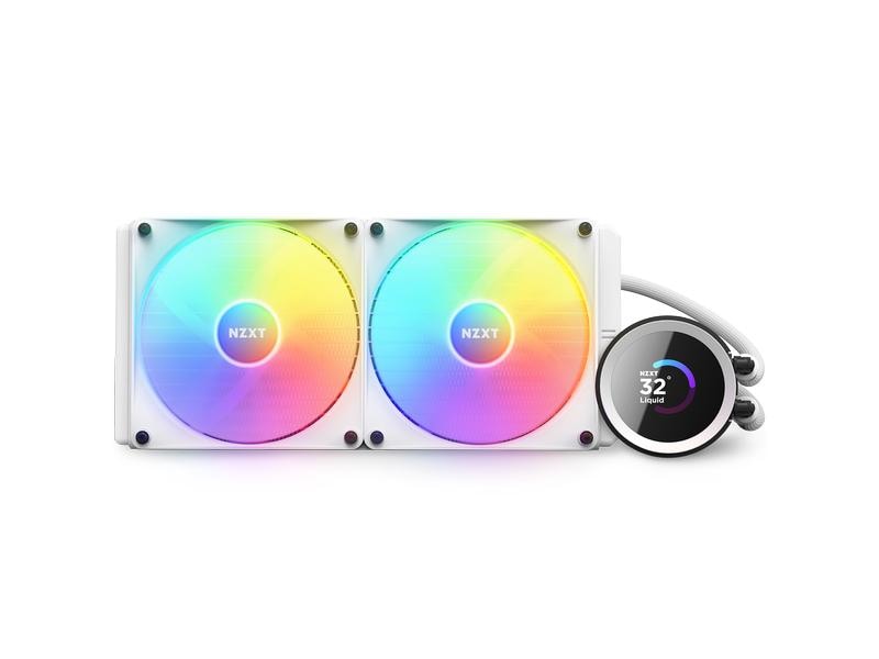NZXT Wasserkühlung Kraken 280 RGB Weiss Wasserkühler für Intel und AMD Prozessorsockel mit LCD-Anzeige und RGB-Lüftern
