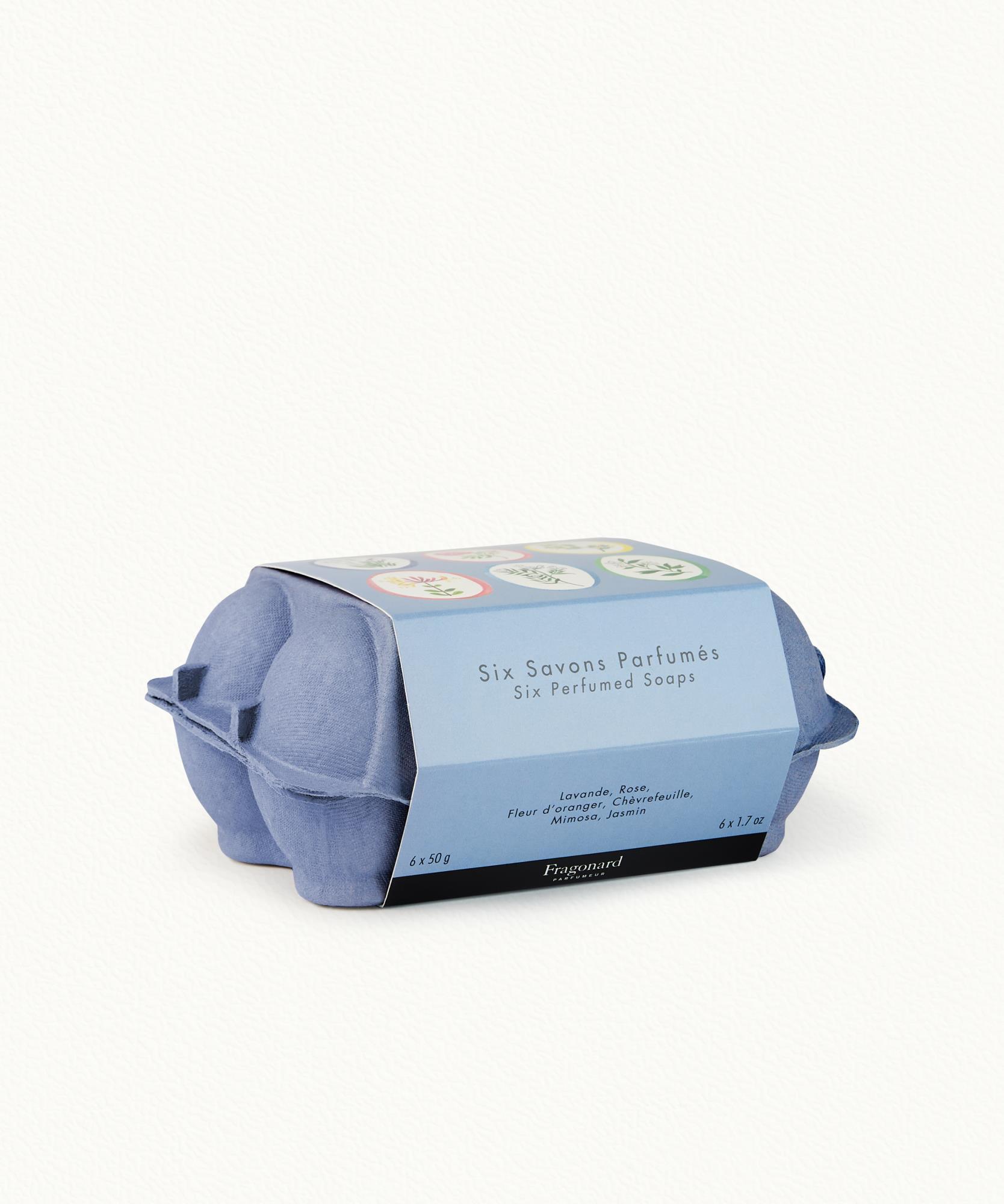 Savons en forme d'oeuf  Boite de 6 x 50 g - Bleue