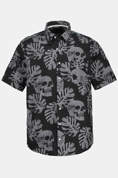 Hemd, Motorrad, Halbarm, Buttondown-Kragen, Modern Fit, Totenkopf Print
