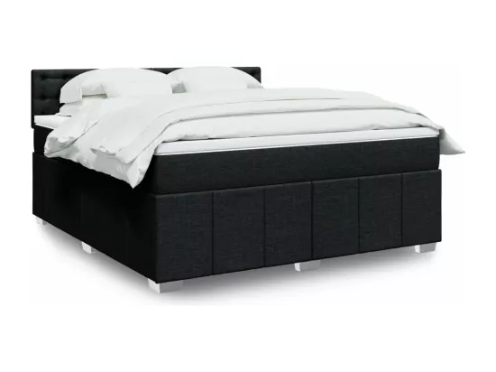 Sommier à lattes de lit avec matelas Noir 180x200 cm Tissu
