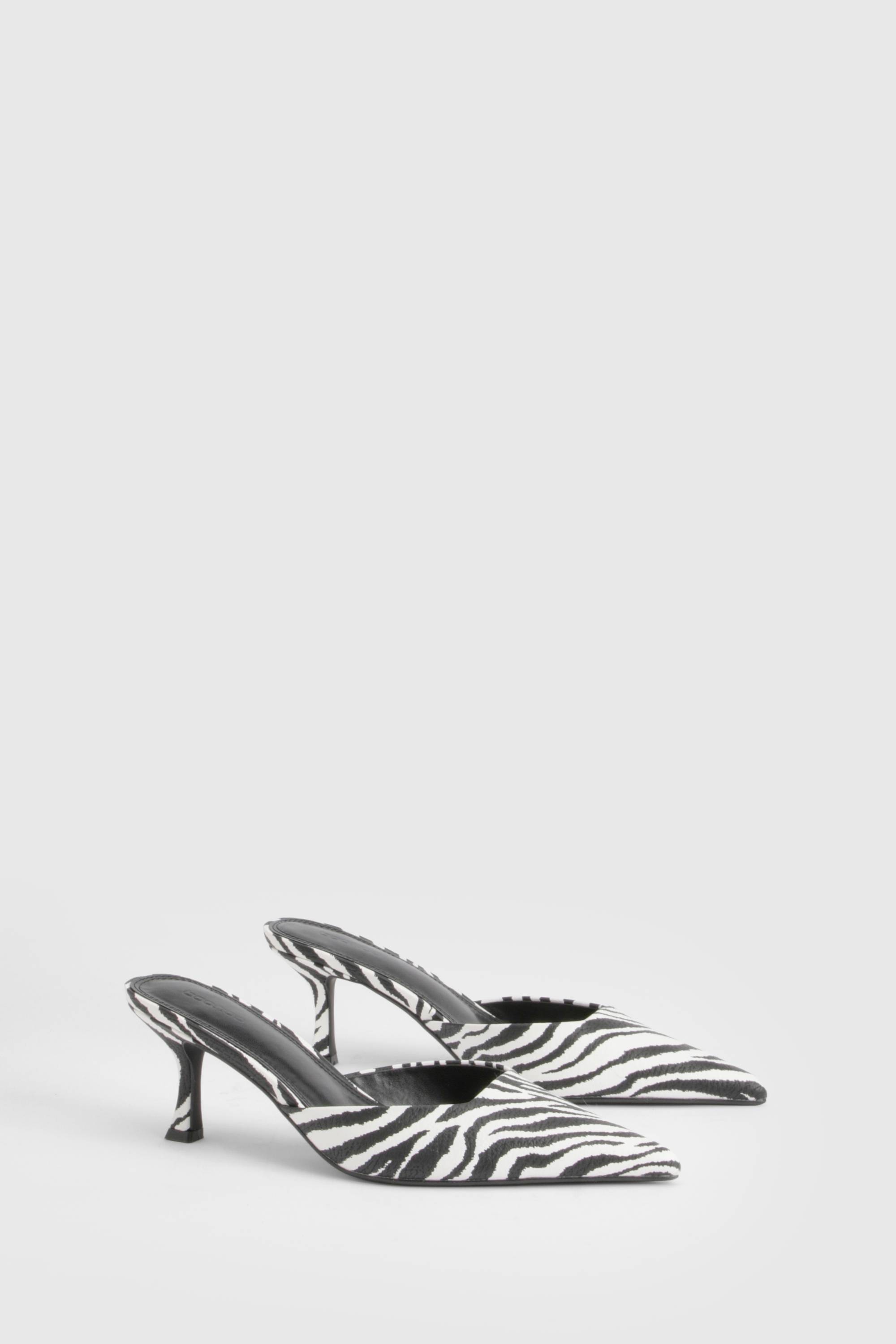 boohoo Mules À Bout Carré Imprimé Zèbre