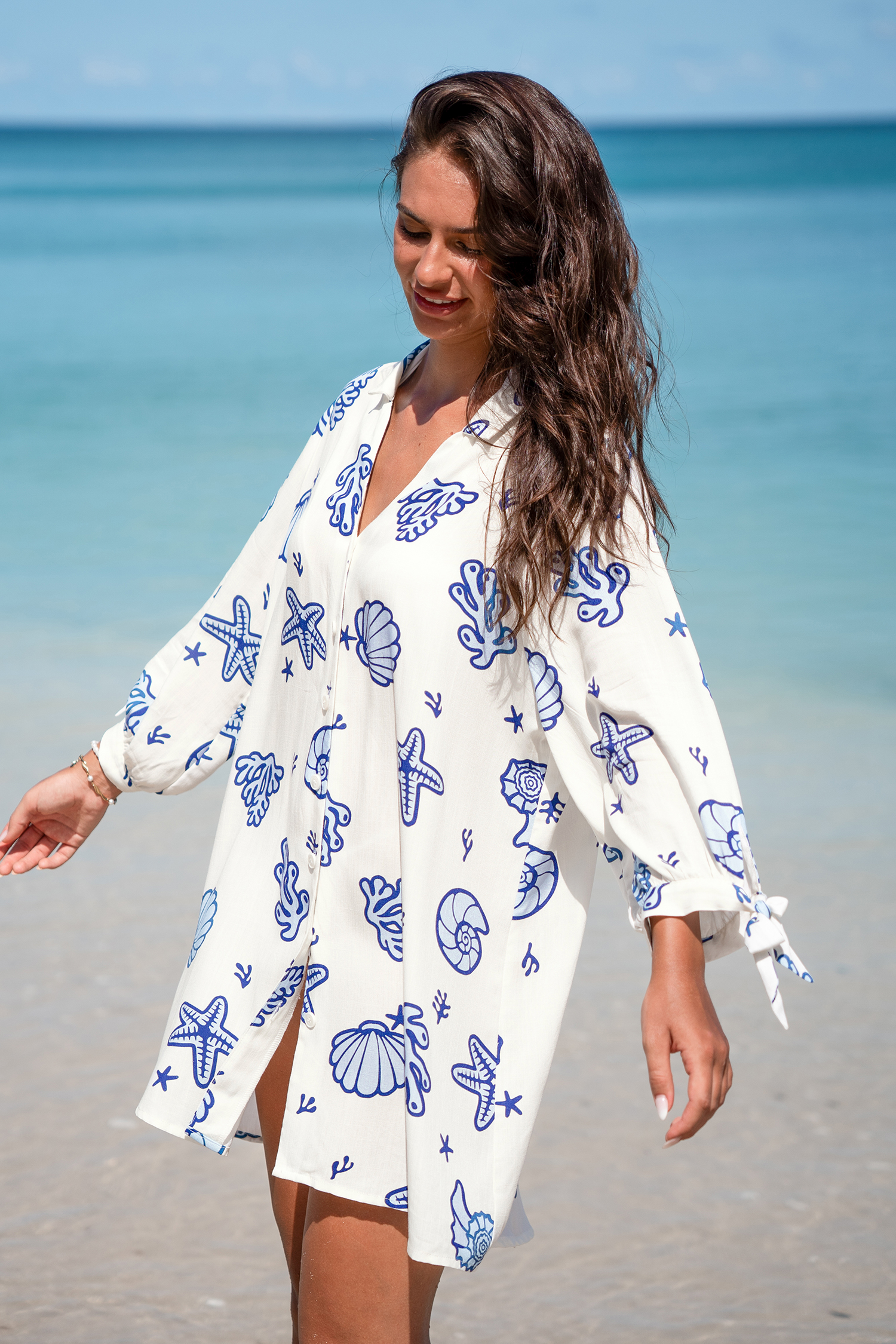 Robe chemise cover up blanche blanche