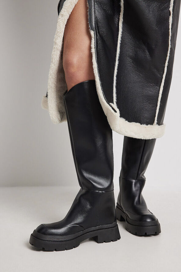 NA-KD Wide Rounded Shaft Boots Black