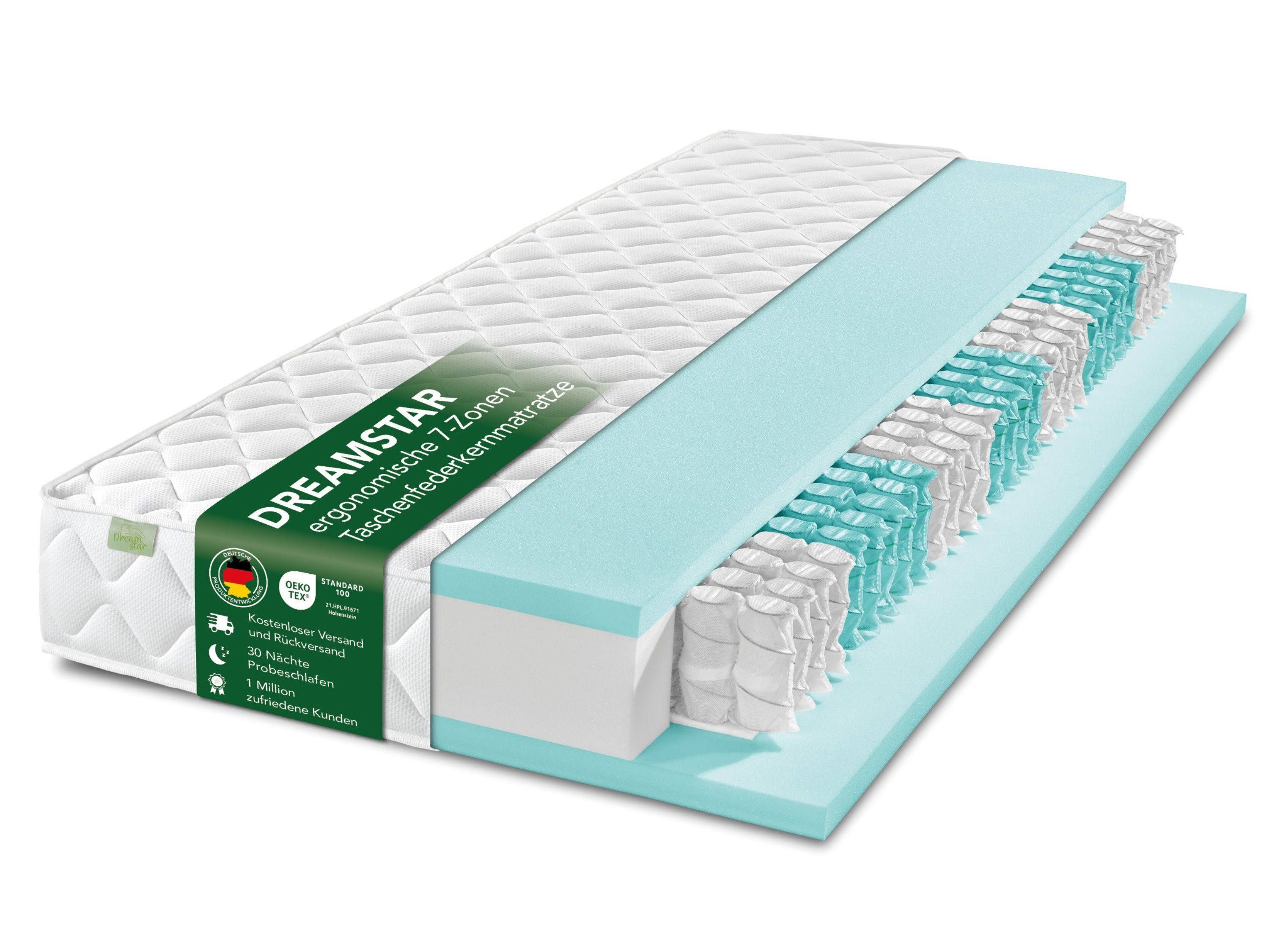 Dreamstar Taschenfederkernmatratze Ergo Flex, 7-Zonen Federkernmatratz