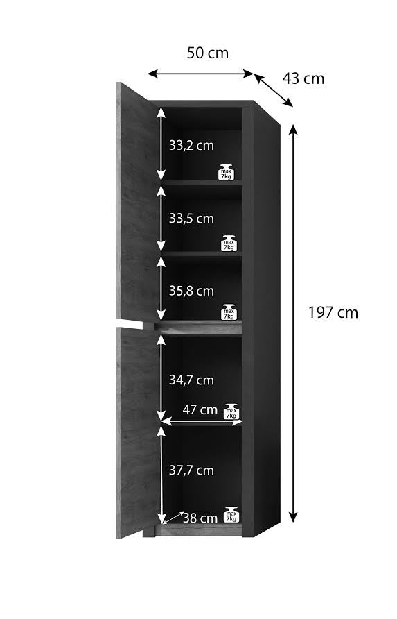 Meubella - Opbergkast Monaco - Eiken - 50 cm