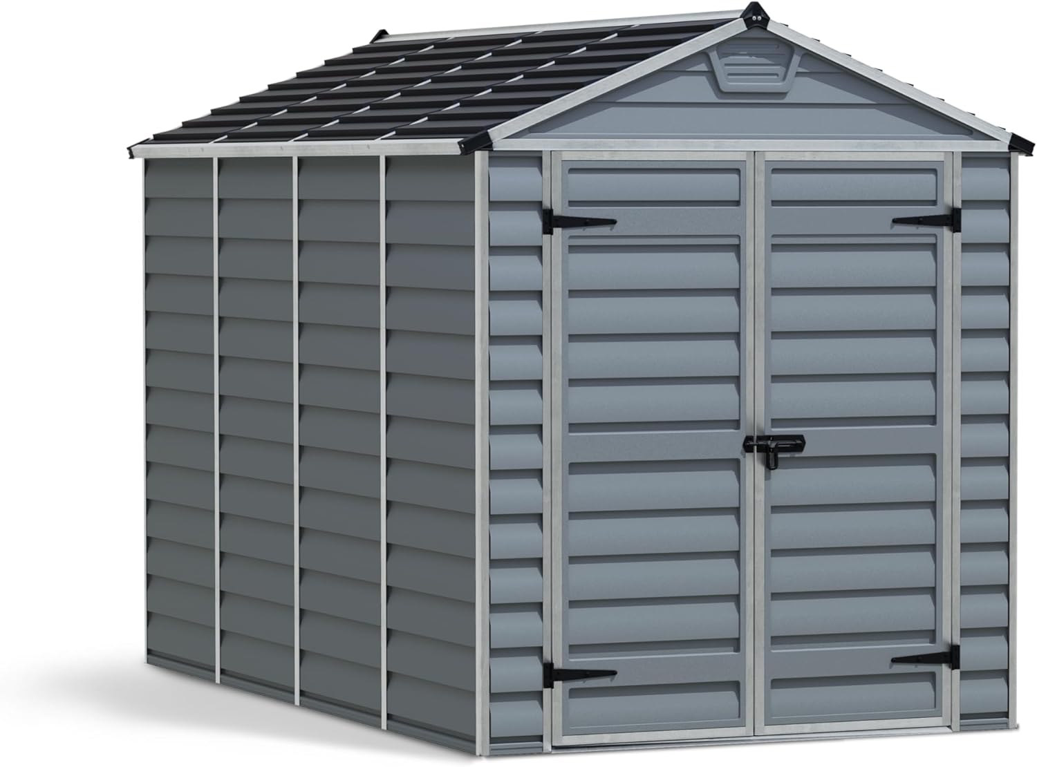 Canopia by Palram Gerätehaus Garten Skylight 6x10 Geräteschuppen Metall 185 x 304 cm Anthrazit Polycarbonatplatten rostbeständig UV-Schutz