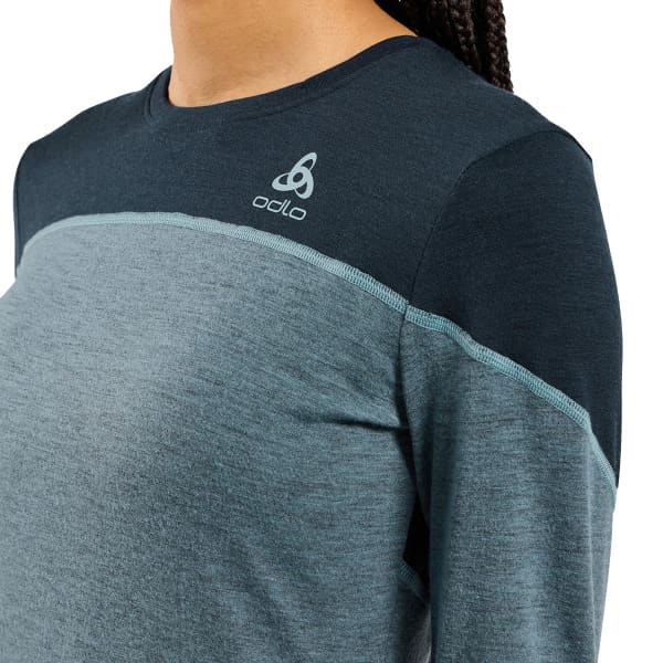 T-shirt thermique ODLO REVELSTOKE PW 150 BL TOP CREW NECK L/S W PROVINCIAL BLUE/DARK SAPPHIRE MELANGE