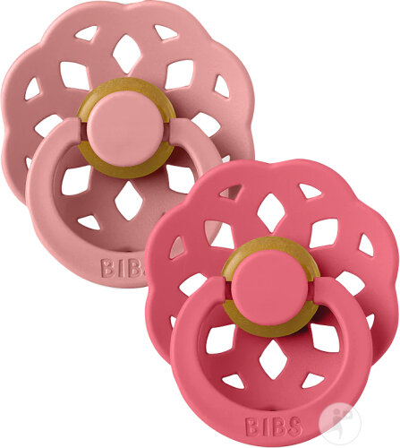 Bibs Bohème Sucette Latex Rond Taille 2 Bébés 6+ Mois Dusty Pink-Coral 2 Pièces
