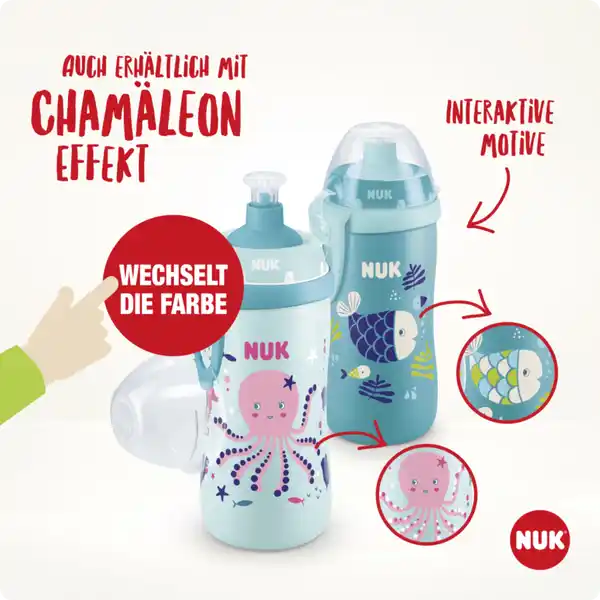 Junior Cup mit Push-Pull Tülle und Chamäleon Effekt 300 ml, Blau