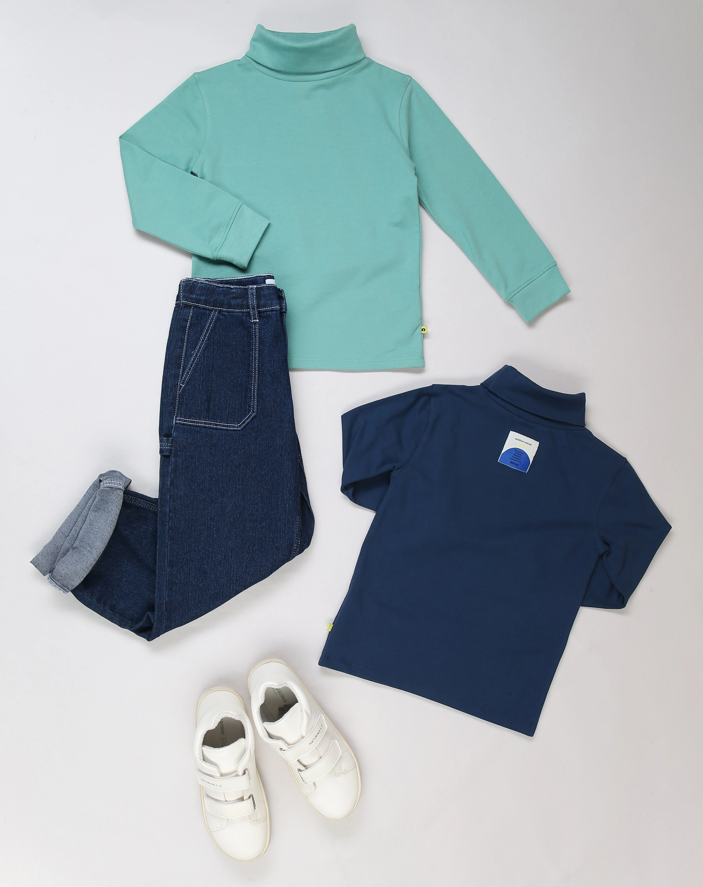 Rollkragen-Langarmshirt BASIC in dunkelblau