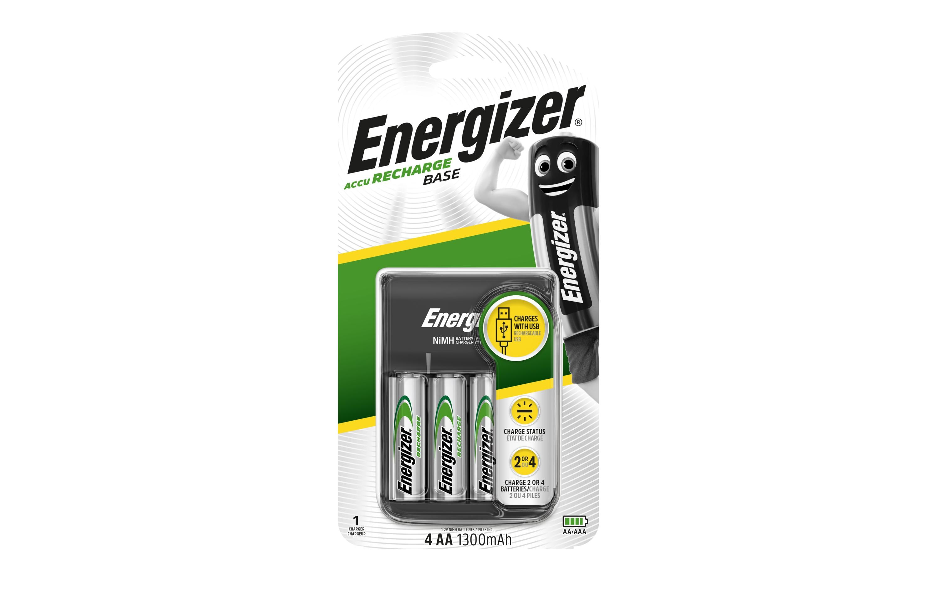 Ladegerät Base Charger Micro-USB + 4x AA 1300 mAhÜber USB versorgtes Ladegerät für bis zu vier Akkus