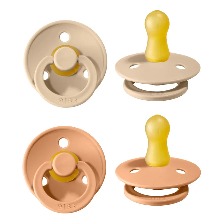 Bibs Tétines en caoutchouc naturel - Set de 2 | Rose pêche