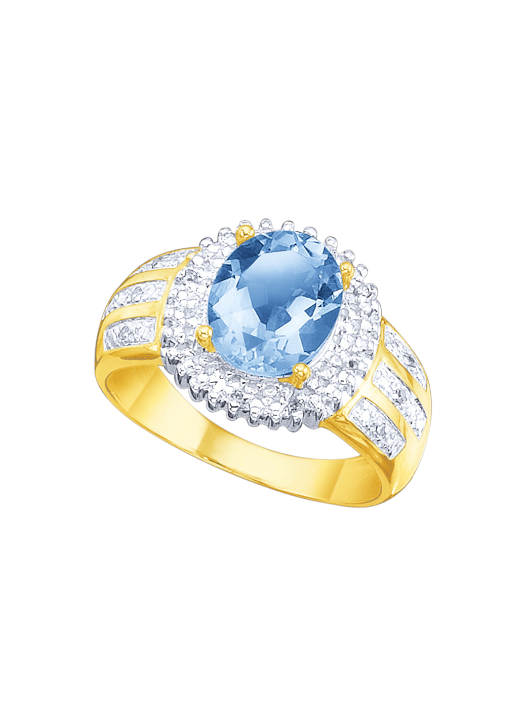 Damenring mit echtem Blautopas und Diamanten