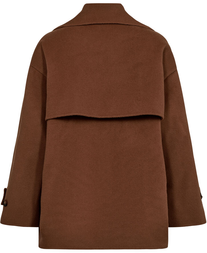 Marella IDOLO Double-breasted Pea Coat - 100% Pure Wool Tobacco brown