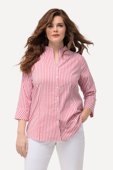 Bluse, Streifen, Kelchkragen, 3/4-Arm