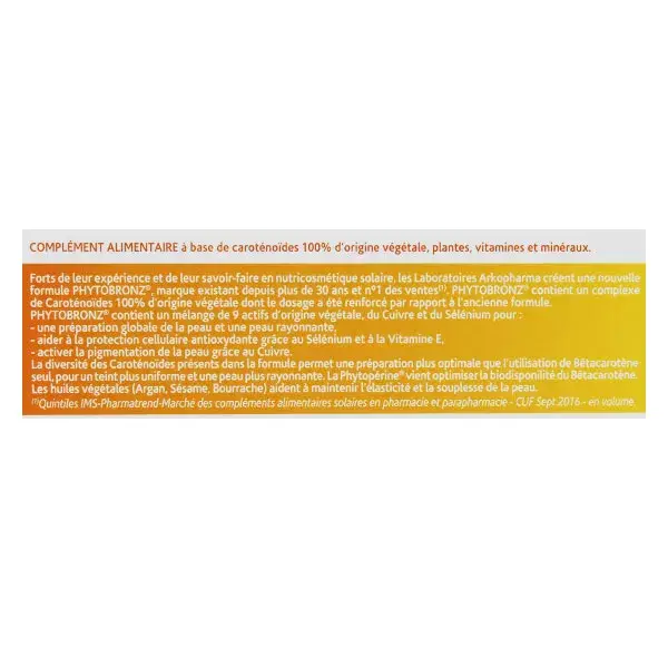 Arkopharma Phytobronz Préparateur Solaire Huiles Végétales 30 capsules