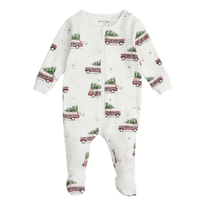Petit Lem Pyjama Une Pièce Coton Bio Station de Train | Blanc