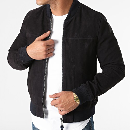 Veste Cuir Bower 2 Bleu Marine