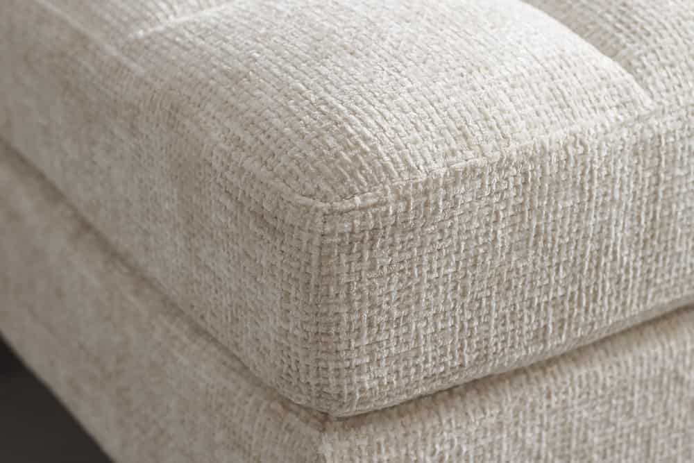 Design Hocker COZY VELVET 80cm beige Chenille Federkern Holzfüße