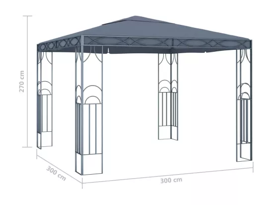 Tonnelle avec guirlande lumineuse à LED 300x300 cm Anthracite