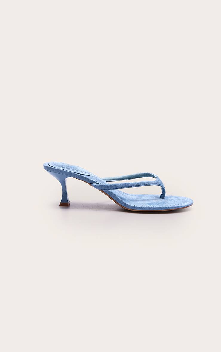 Bleu Mules À Talon Mi-haut En Synthétique Avec Bride Entre-orteils