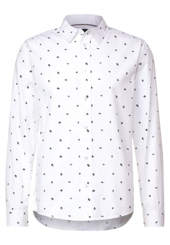 Popeline Hemd mit Print - broken white
