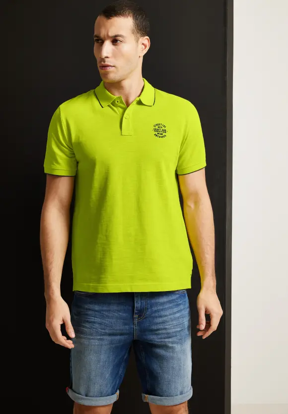 Slub Piqueé Poloshirt - acid yellow
