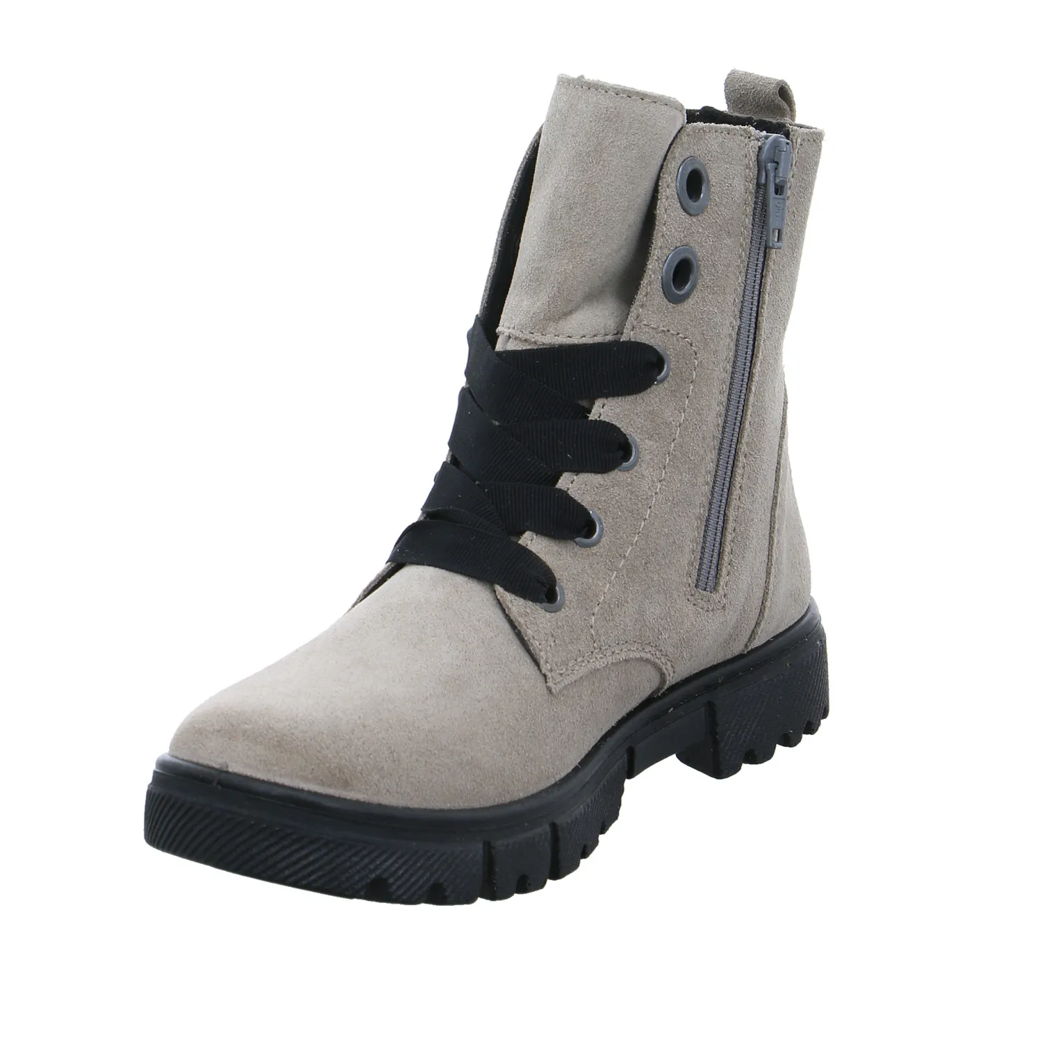 RICOSTA Mädchen-Winter-Bottine Taupe Leder  Schnür-Boot