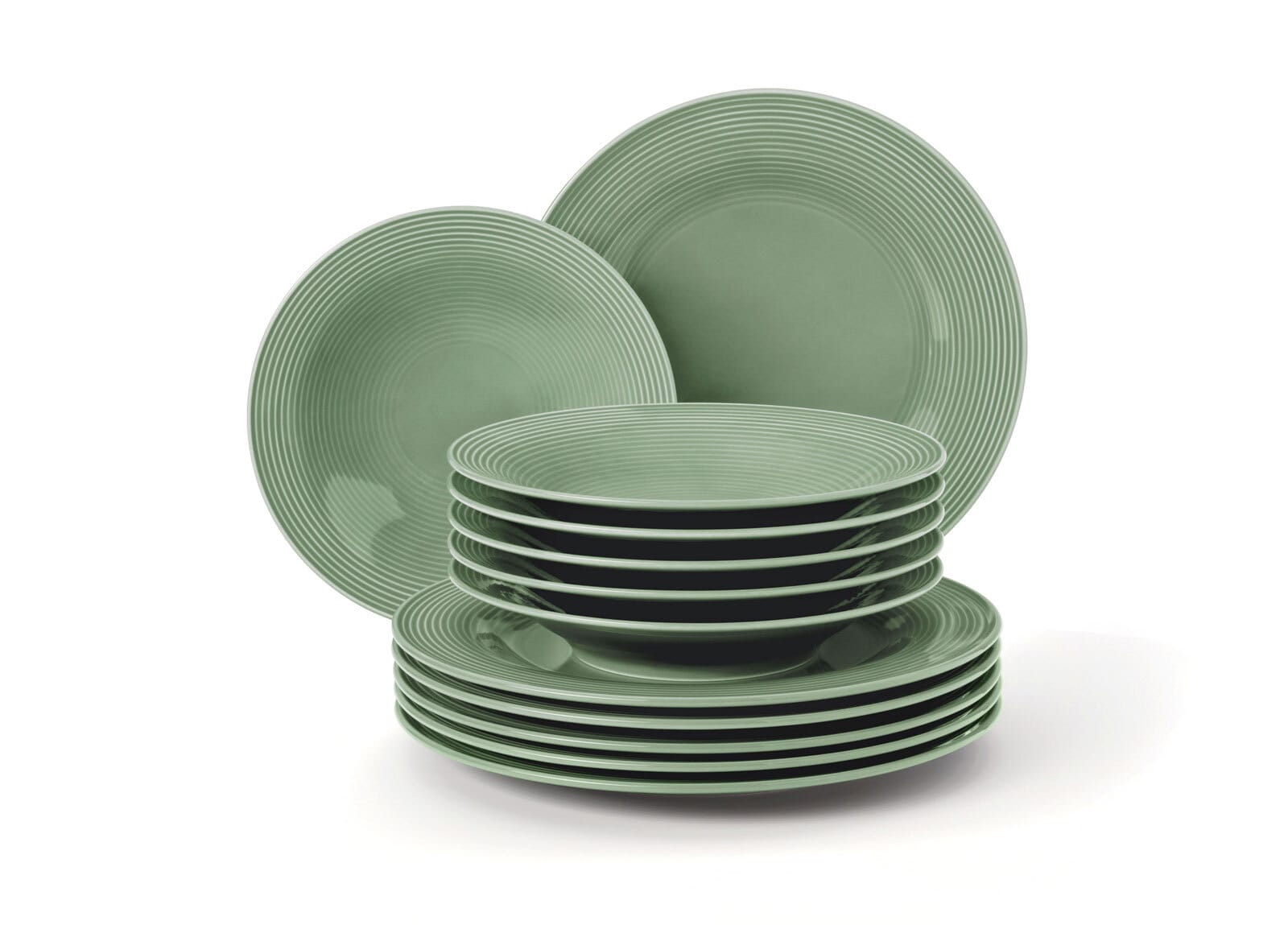 Seltmann Weiden Tafelservice BEAT COLOR GLAZE 12-teilig salbeigrün