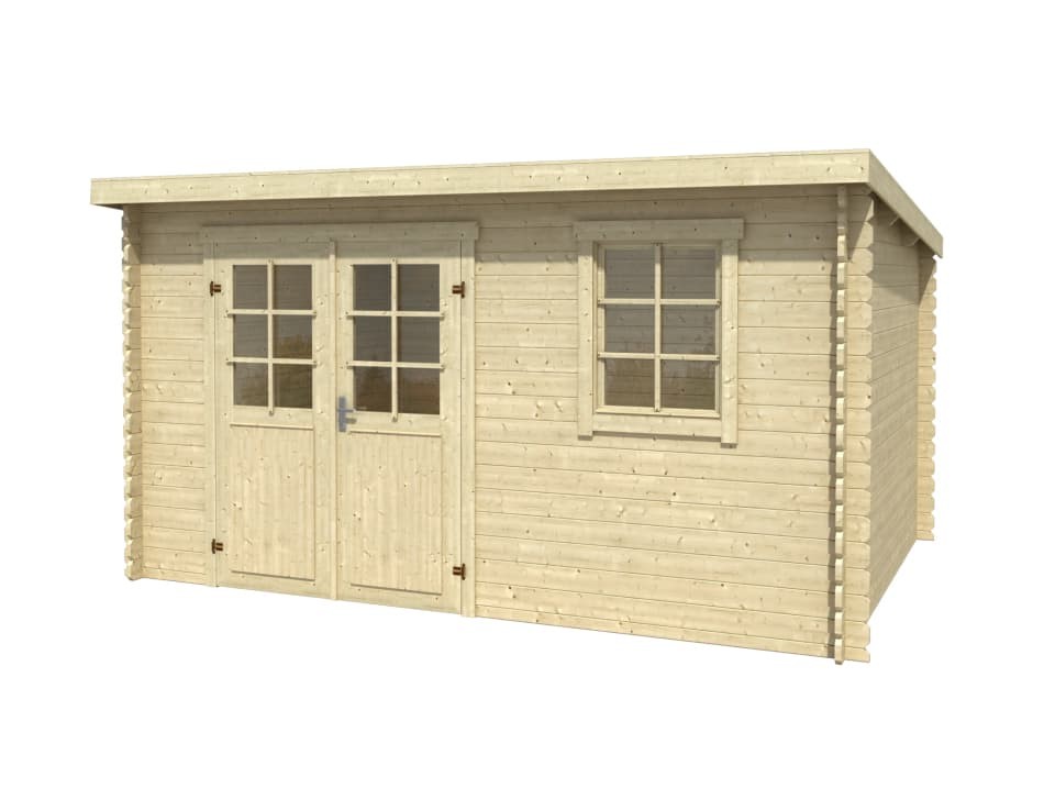 Abri de jardin santa fe 10m2 - epaisseur des murs : 28mm - 380 x 275 - bois : epicea - toiture en feutre bitumeux