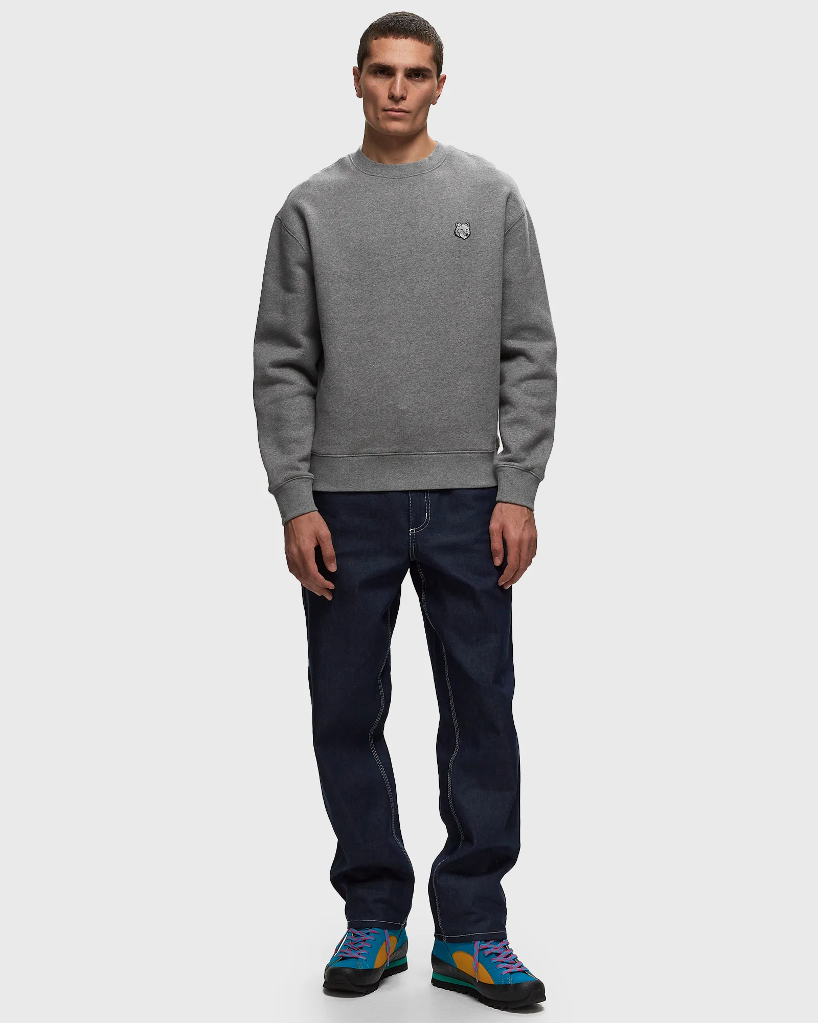 Maison Kitsune BOLD FOX HEAD PATCH COMFORT SWEATSHIRT MEDIUM GREY MELANGE