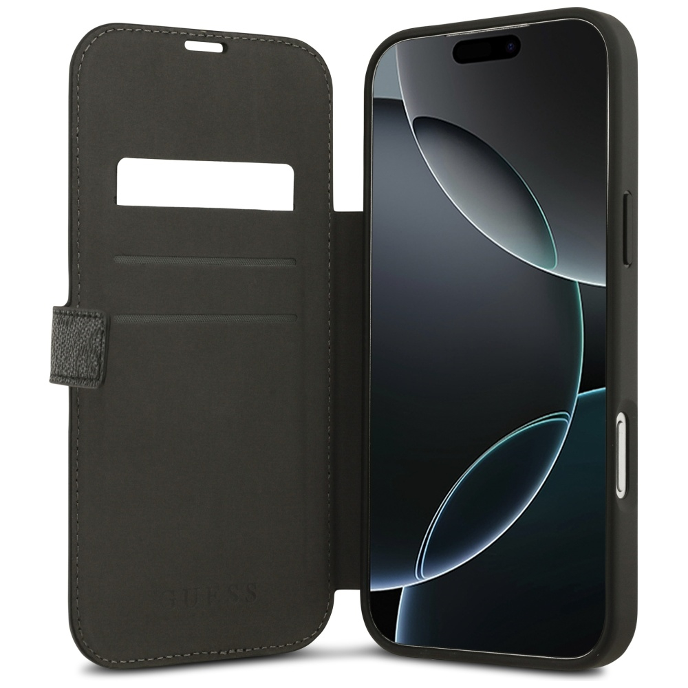 iPhone 17 Pro Max Leder Tasche Book 4G Metal Logo (GUBKP17X4GMGGR) - Schwarz