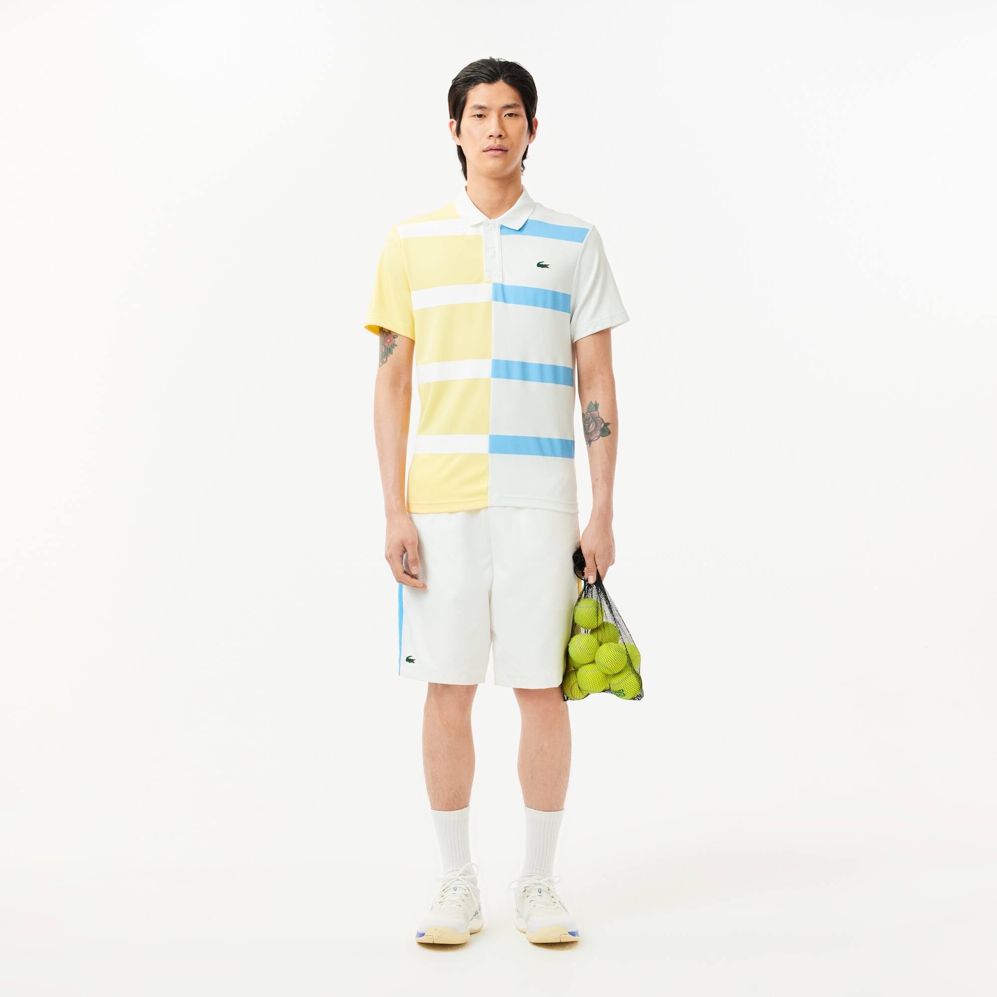 Ultra-Dry Tennis-Poloshirt mit Colour-Block-Streifen Kurze Ärmel - Gelb - Lacoste - Herren