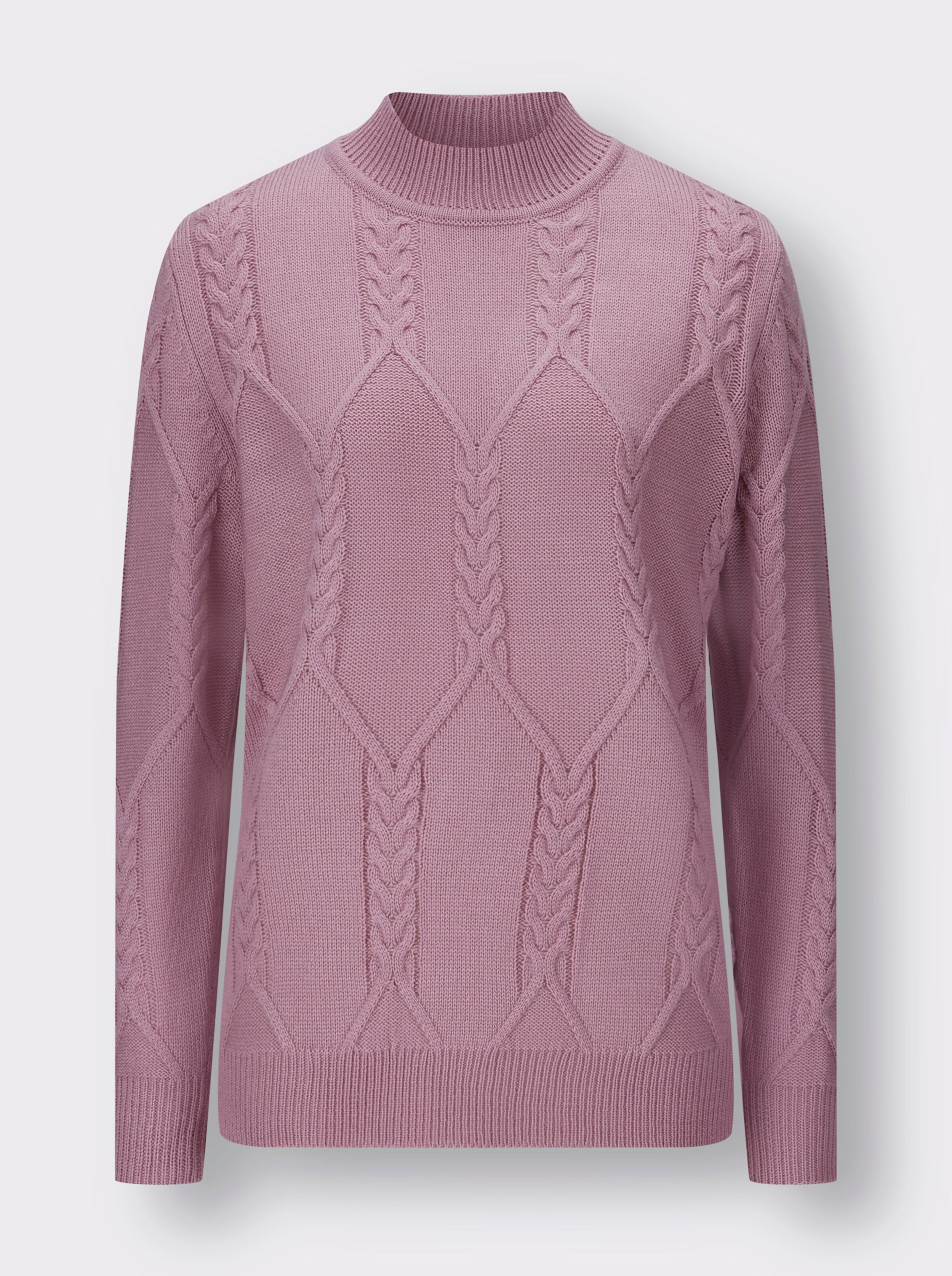 Langarm-Pullover mit Zopfmuster