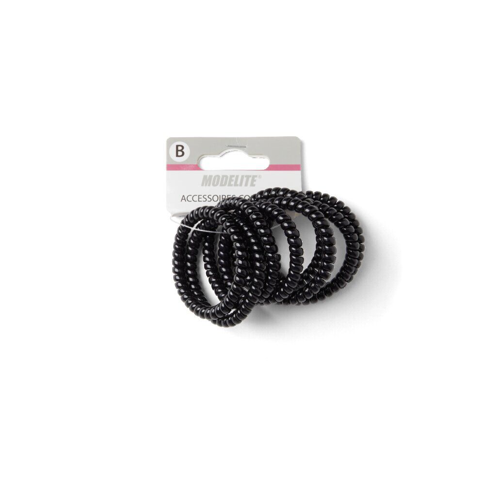 Lot de 8 élastiques à cheveux spirale caoutchouc noir