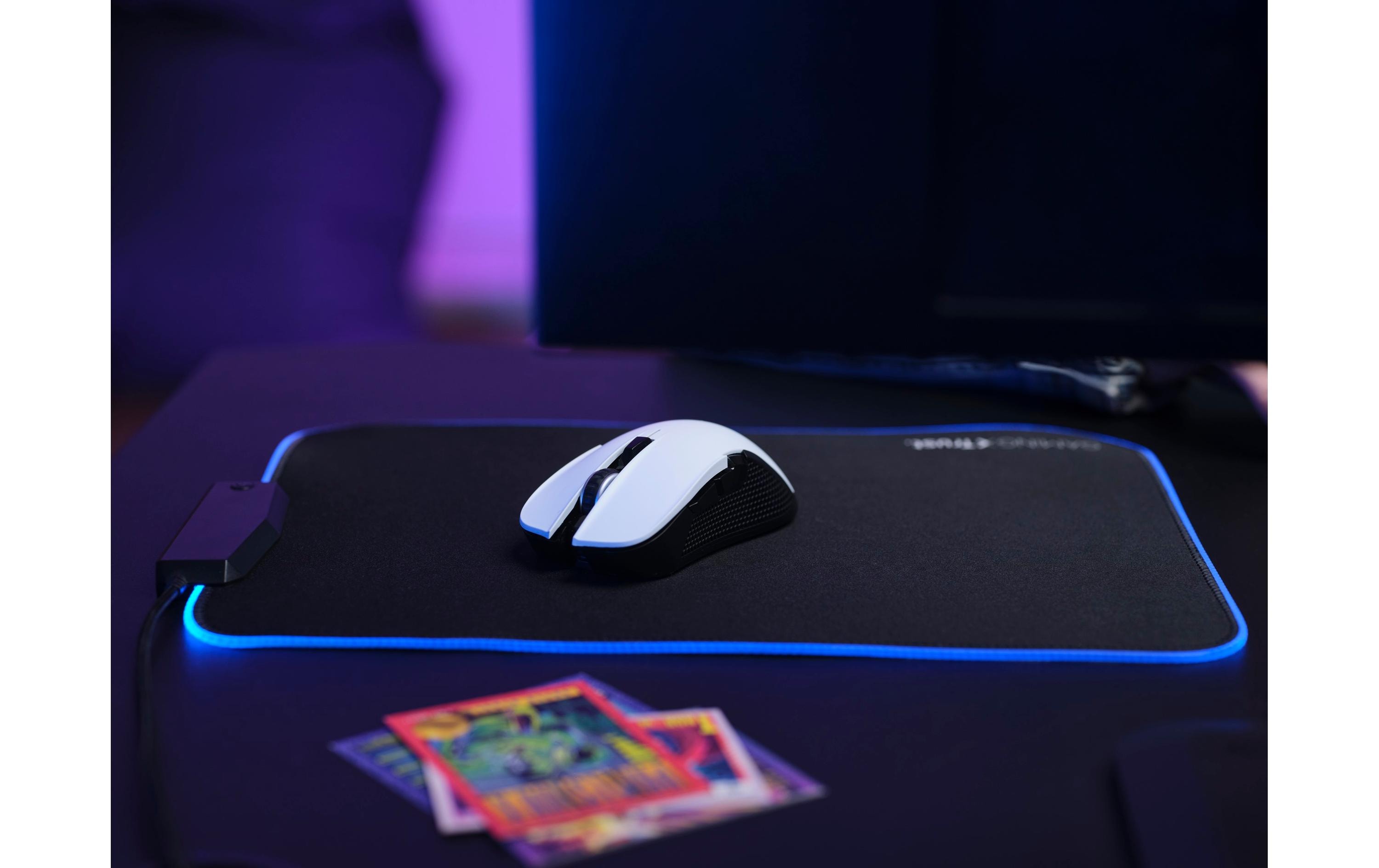 Gaming-Maus GXT923 Ybar WeissKabellose Gaming-Maus mit RGB-Beleuchtung und 50 Stunden Akkubetriebsdauer