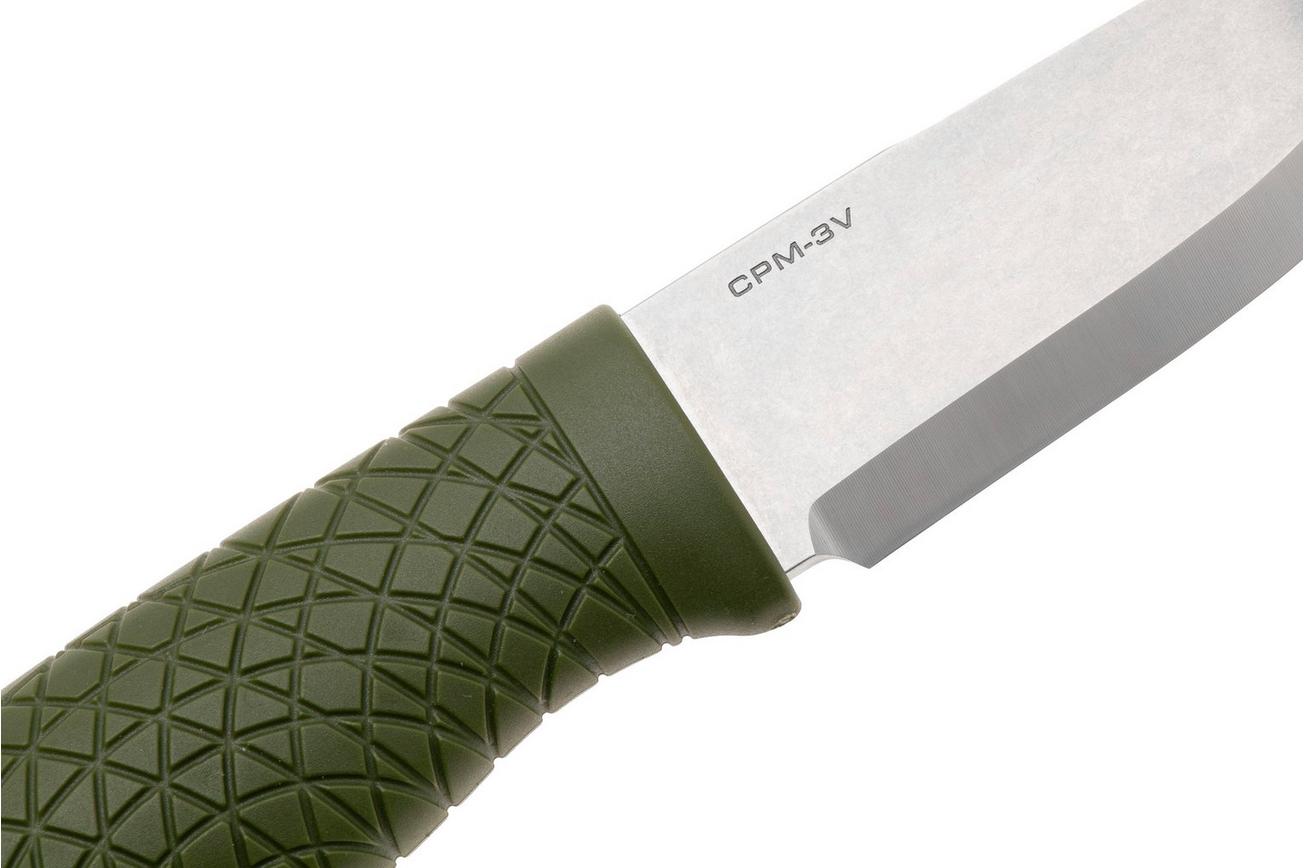 Böker Manufaktur Bronco Mini Scandi 121518 Stonewashed 3V, Green TPE, bushcraftmes