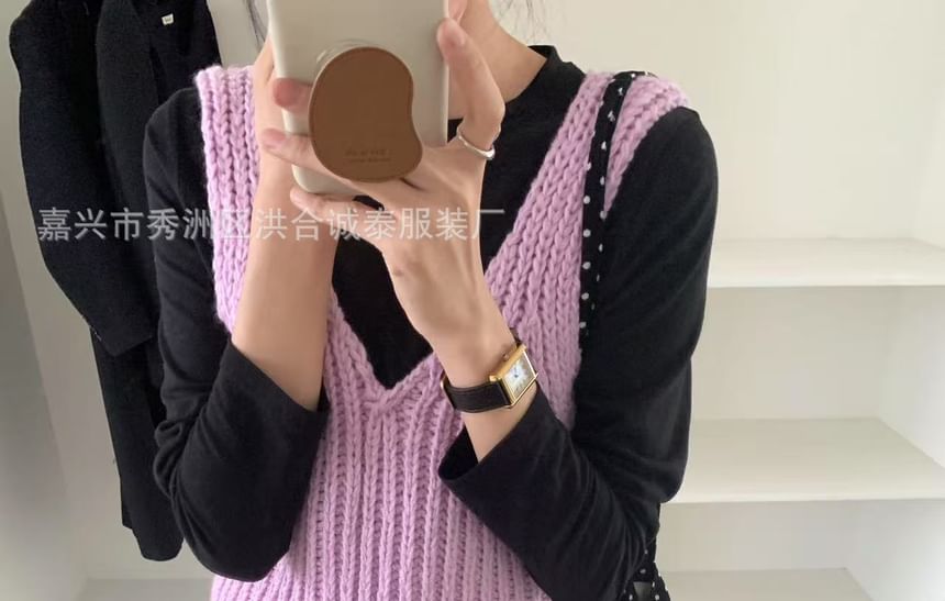 staybabes - Diep decolleté effen geribbeld vest