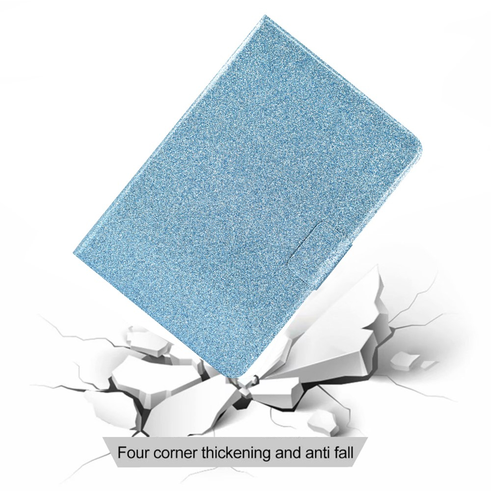 Samsung Galaxy Tab A11  Plus / A9  Plus Leder Tasche Flip Cover mit Glitzer Optik - Blau