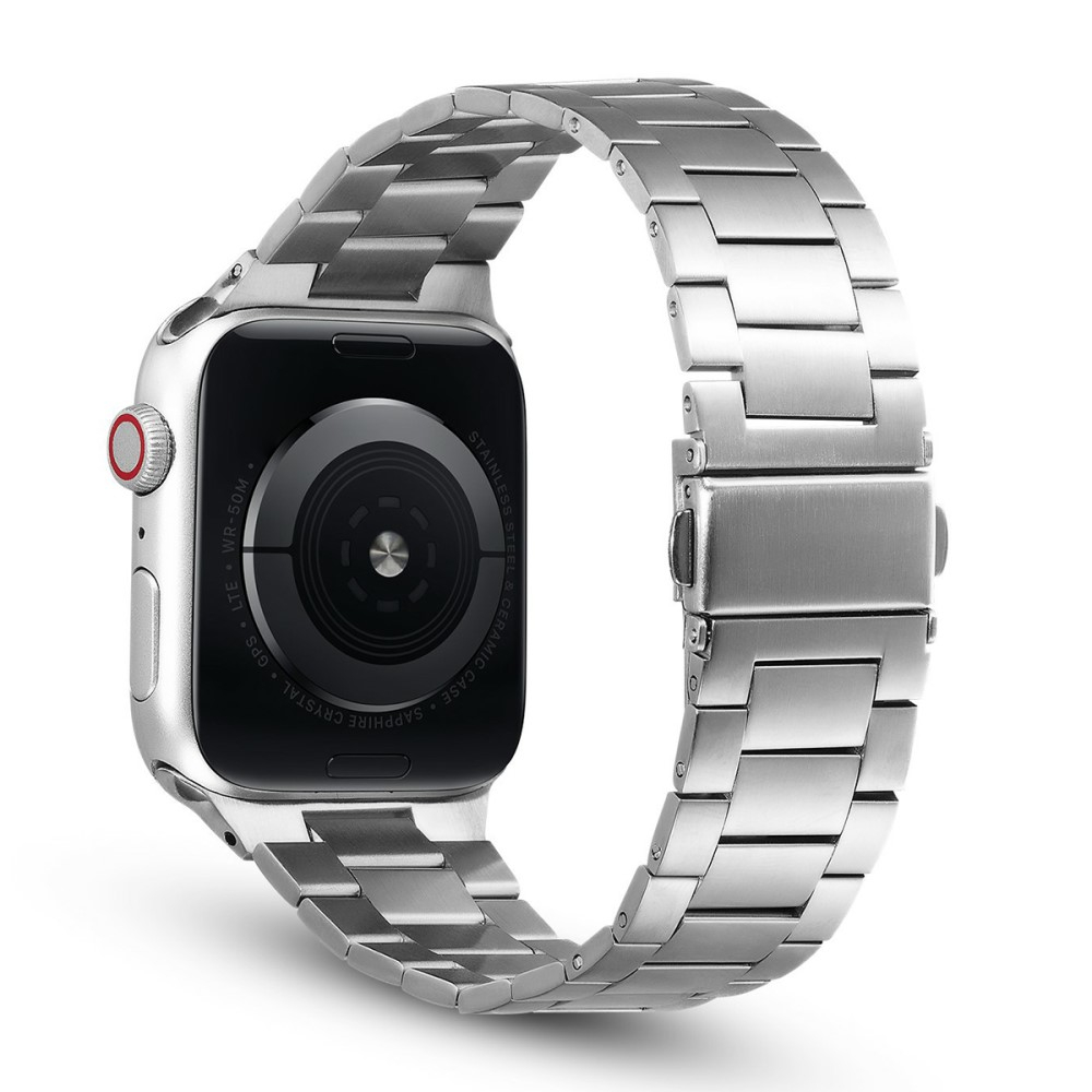 Apple Watch (49/46/45/44 mm) Klassisches Edelstahl Armband mit Faltschliesse - Silber