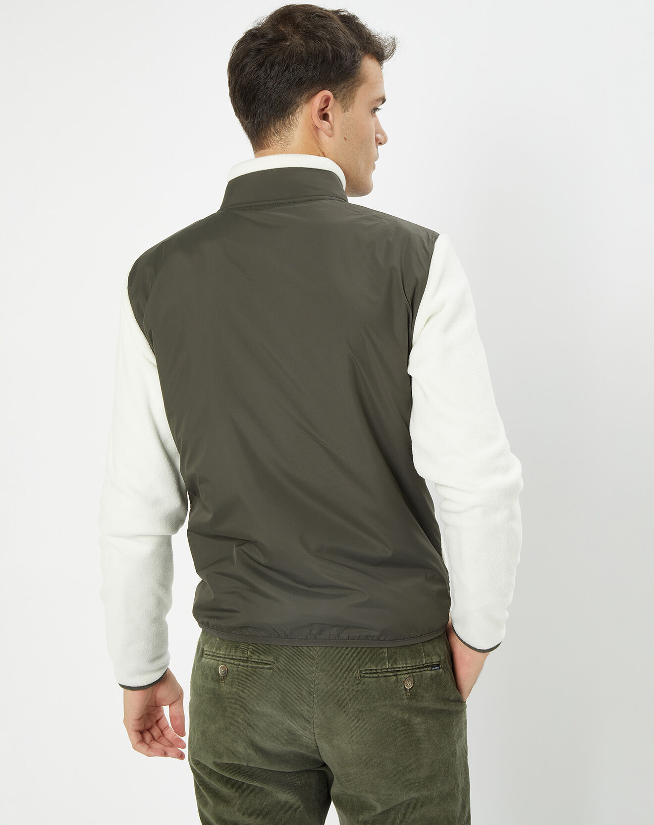 Hackett London Veste Polaire zippée bicolore écru/kaki