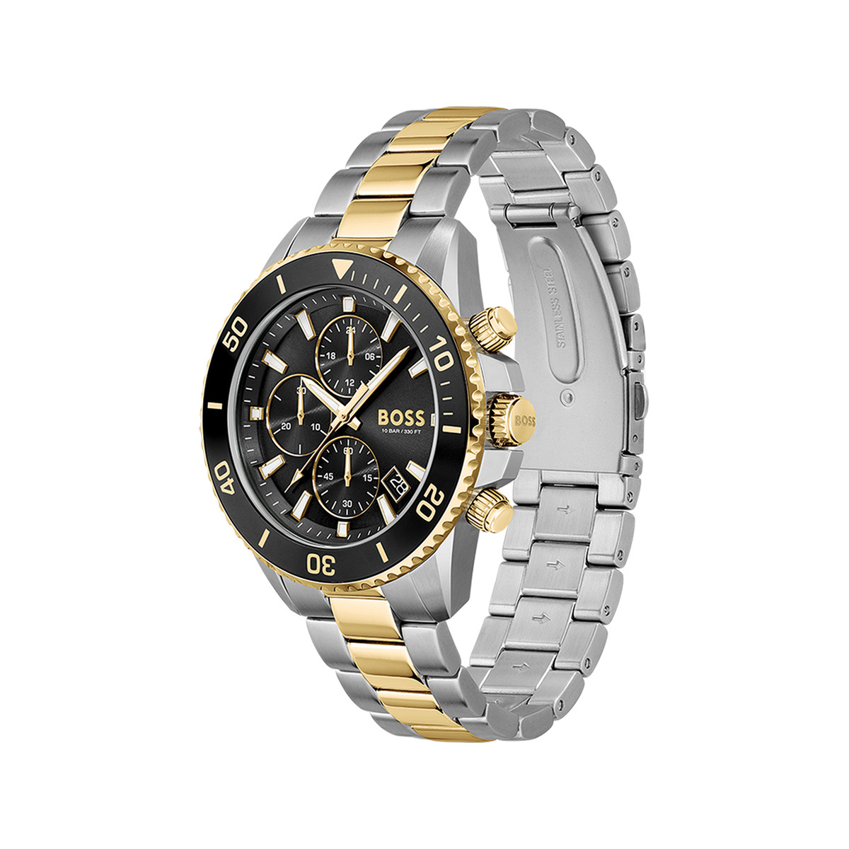 Montre BOSS athleisure homme chronographe, bracelet acier bicolore
