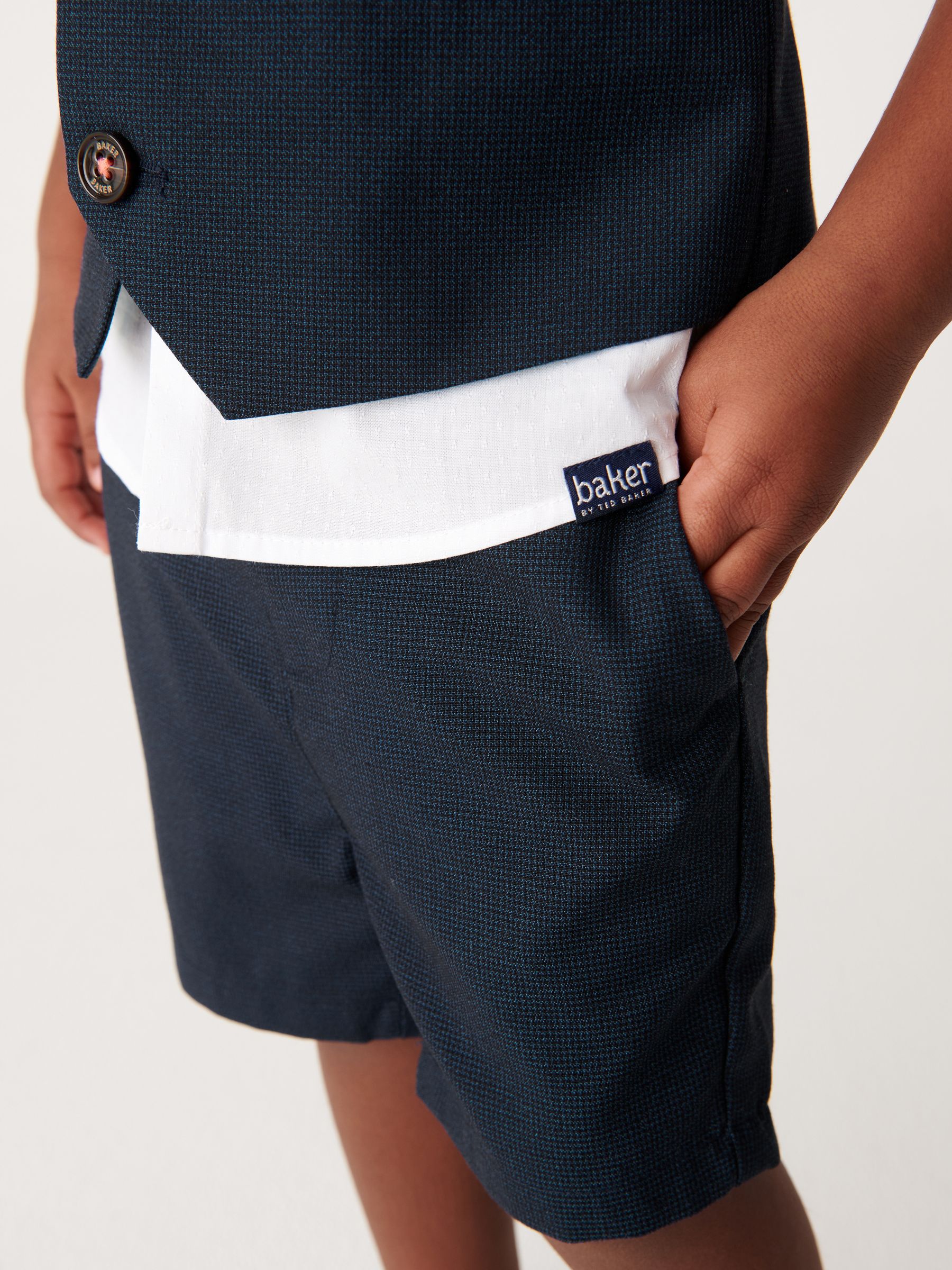 Donkerblauw - Baker By Ted Baker set van overhemd, gilet en short