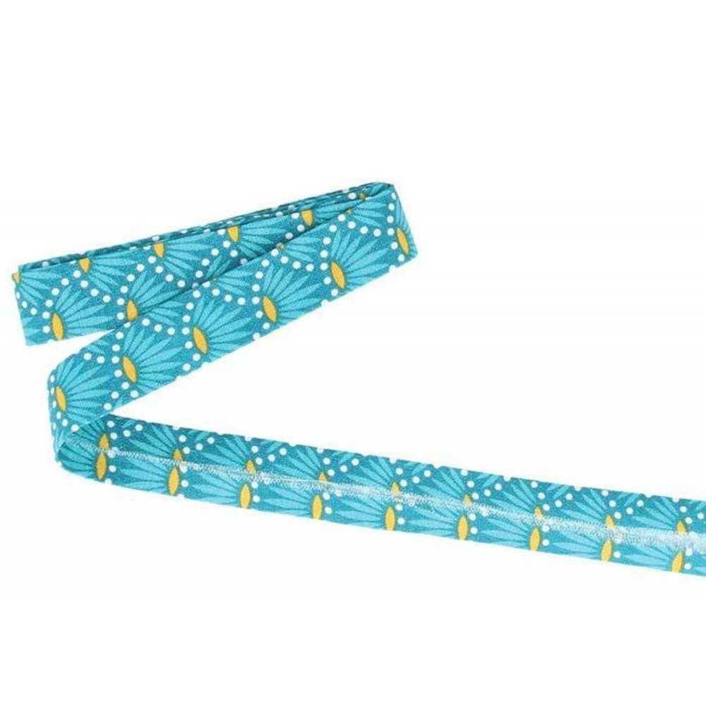 Biais de couture 3 m x 20 mm - bleu clair à fleurs