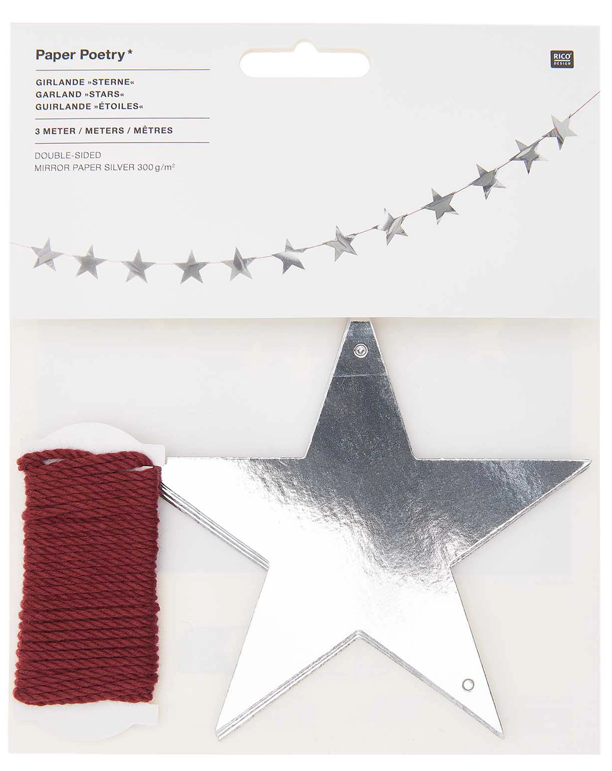 Girlande STERNE (3m) in silber